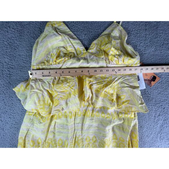 Future Collective Dress Women 17 Yellow Sundress Midi Spaghetti Strap Ruffle NWT - Picture 6 of 9